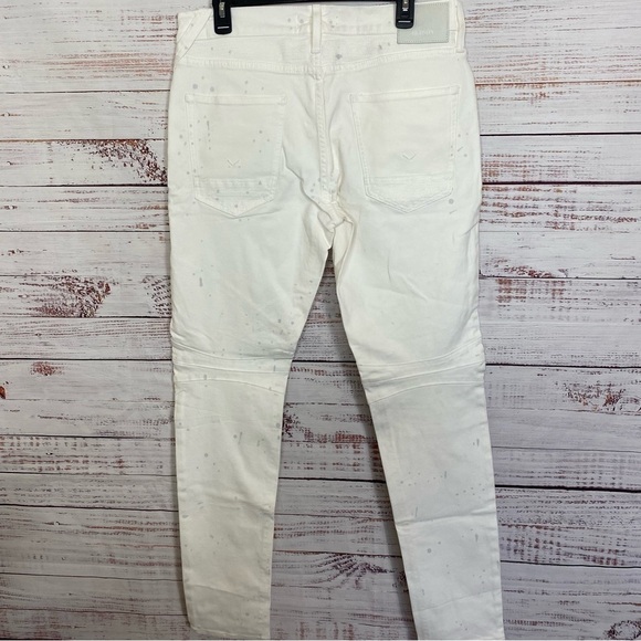 Hudson Los Angeles Blinder V2 Bike splatter Motto white button fly size 32 jeans - Picture 6 of 11